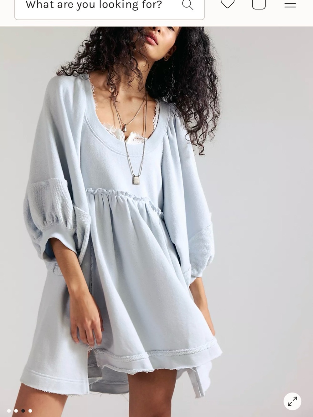 Free People Royal Blue Babydoll Sweater Dress NWT